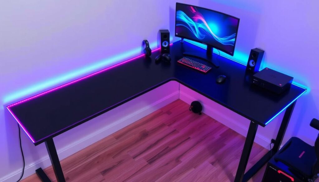 47 inch gaming desk with LED lights